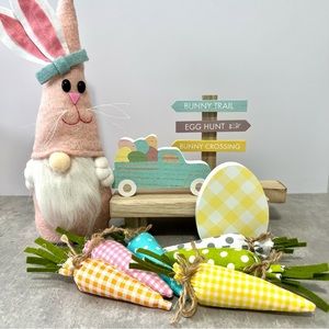 Tiered Tray Easter Decor Pink Gnome